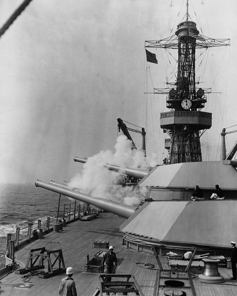 Detail of Boresighting Guns on a Battleship by Anonymous