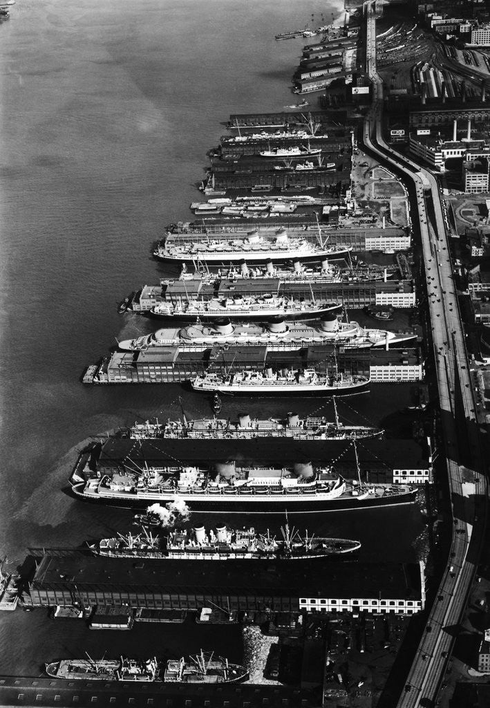 Detail of Oceanliners in New York City by Anonymous
