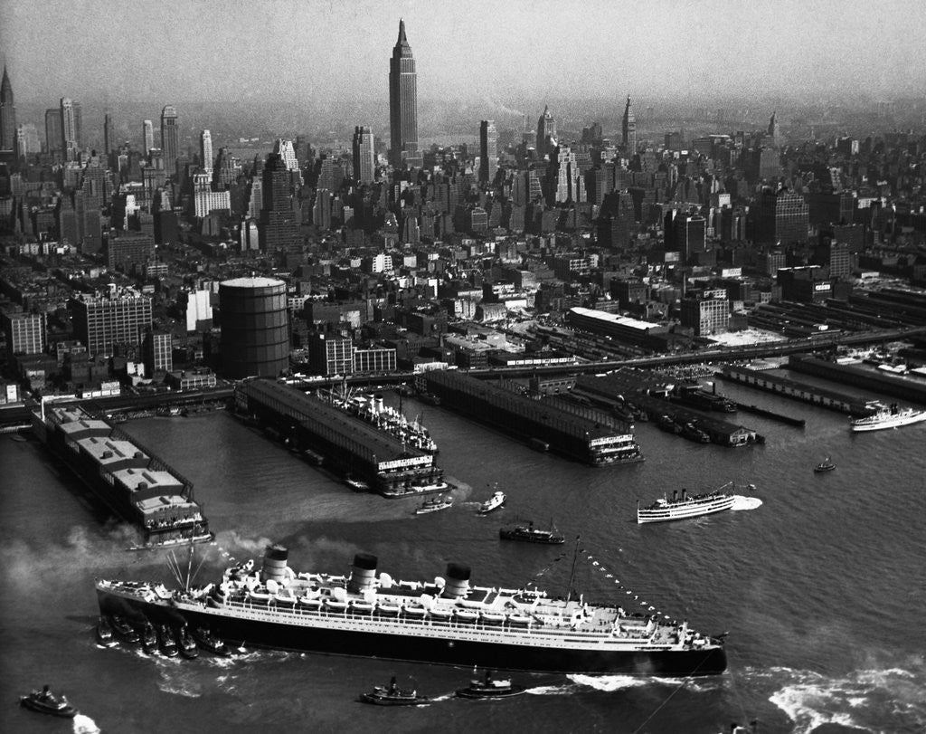 Detail of Ocean Liner Arriving in New York by Anonymous