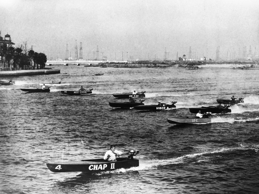 Detail of Runabout Boats in a Race by Anonymous