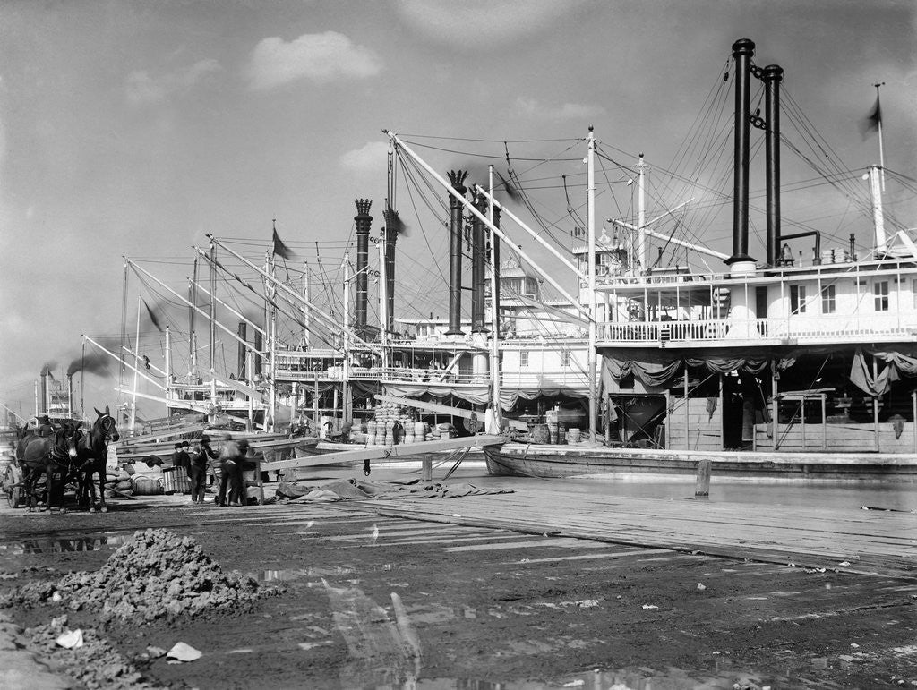 Detail of Loading Cotton onto Steamships by Anonymous