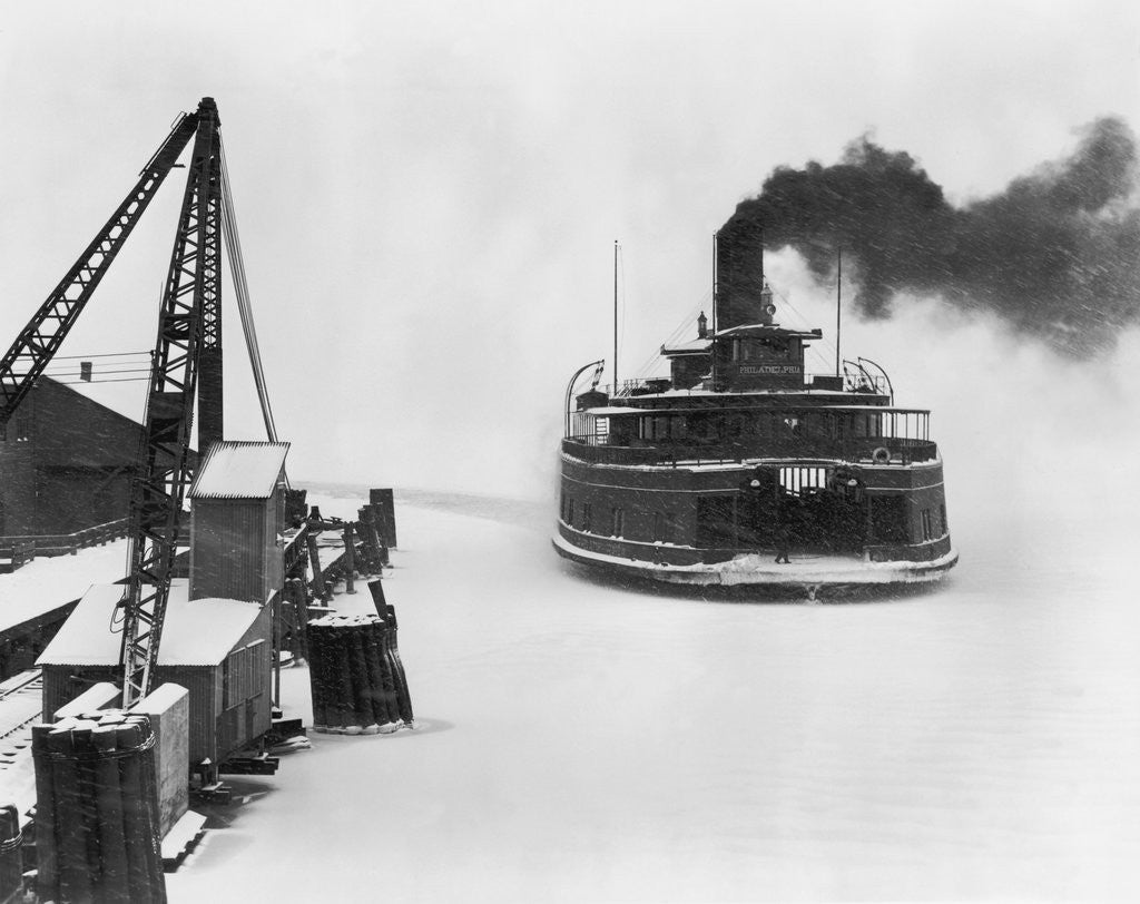 Detail of Philadelphia Ferry on Frozen Baltimore Harbor by Anonymous