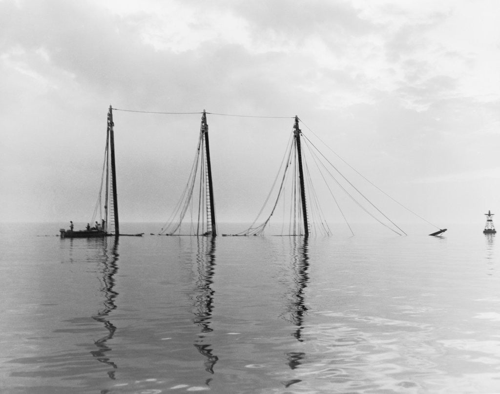 Detail of Partially Sunk Sailboat by Anonymous