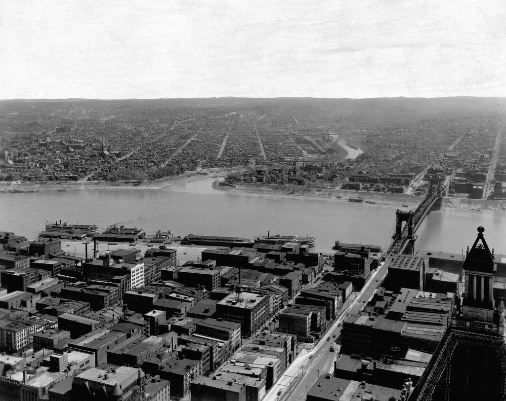 Detail of Cincinnati and Ohio River by Anonymous