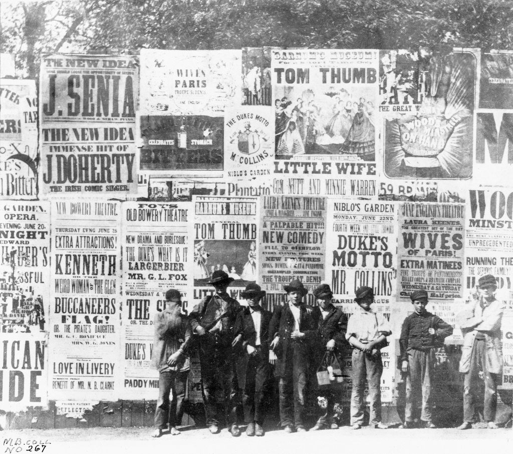 Detail of Boys Standing in Front of Posters by Corbis