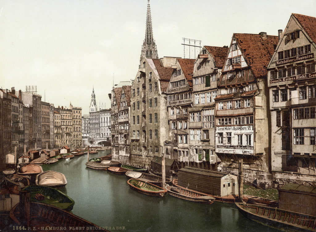 Detail of Boats and Residences Lining Waterway by Anonymous