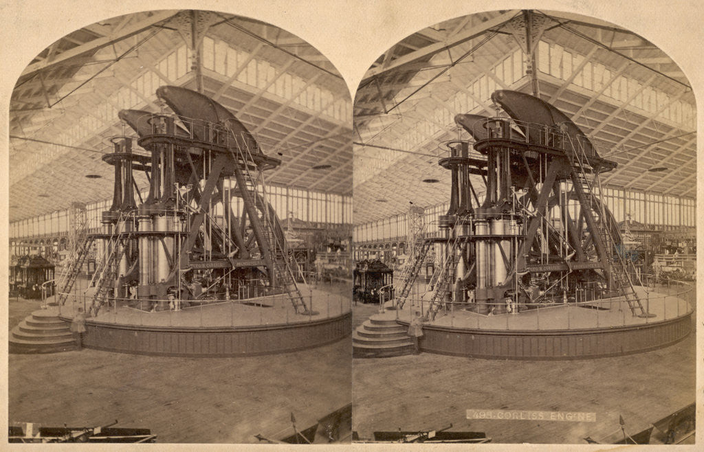 Detail of Corliss Engine on Display at International Exhibition by Anonymous