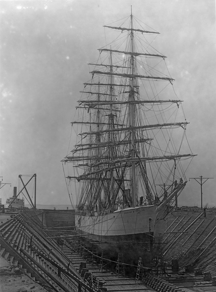 Detail of Square-Rigged Ship Erskine M. Phelps in Dry Dock by Anonymous