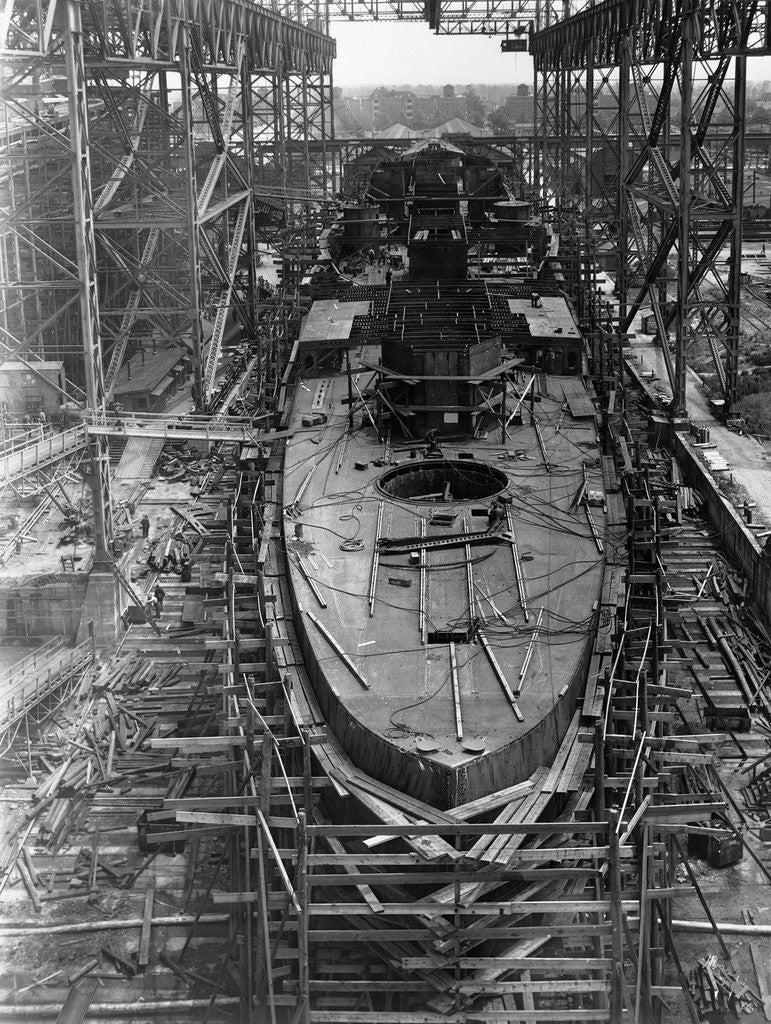 Detail of Cruiser Houston Under Construction by Anonymous