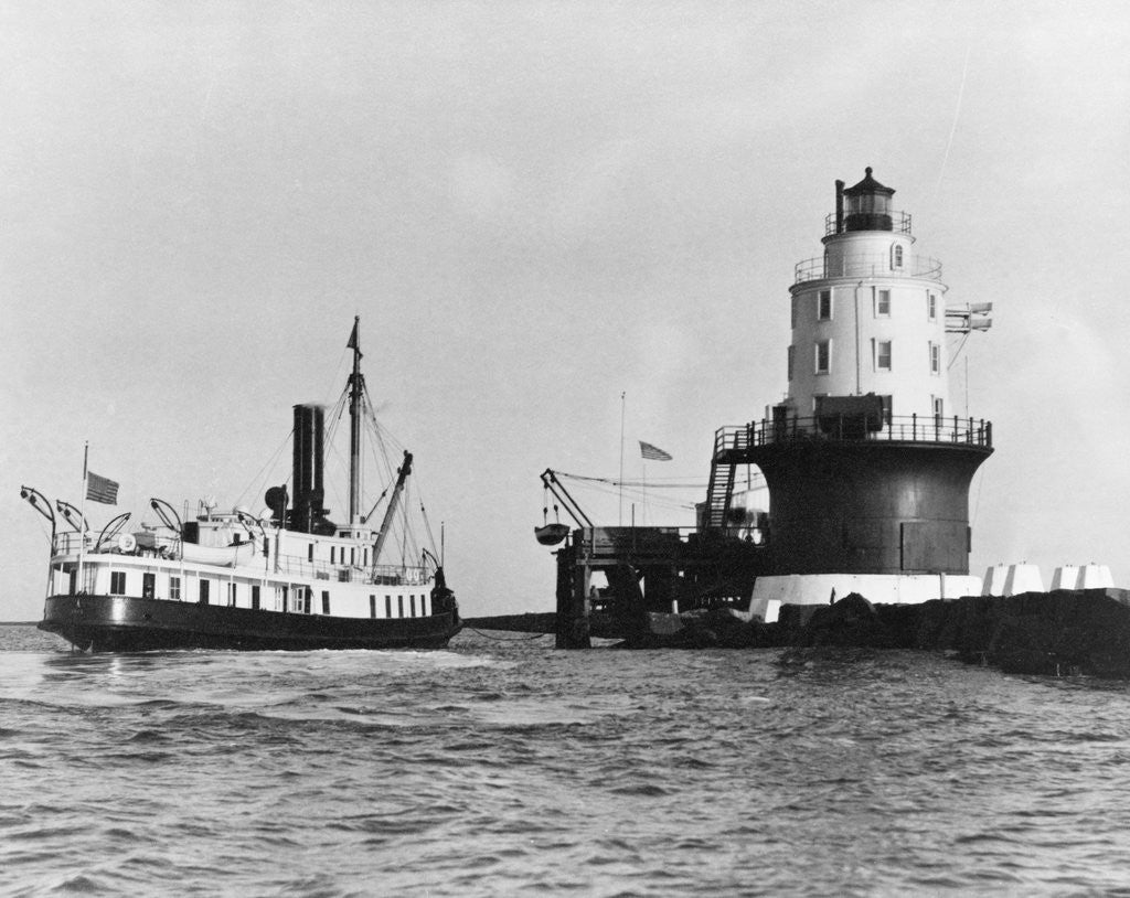 Detail of Steamboat Approaching a Lighthouse by Anonymous