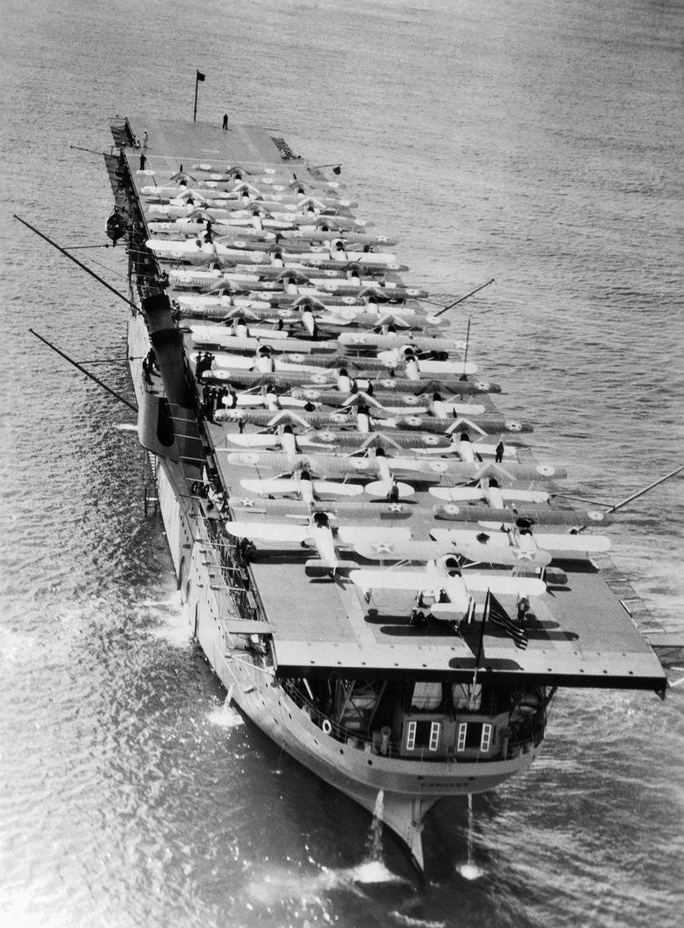 Detail of Planes on Deck of Aircraft Carrier USS Langley by Anonymous
