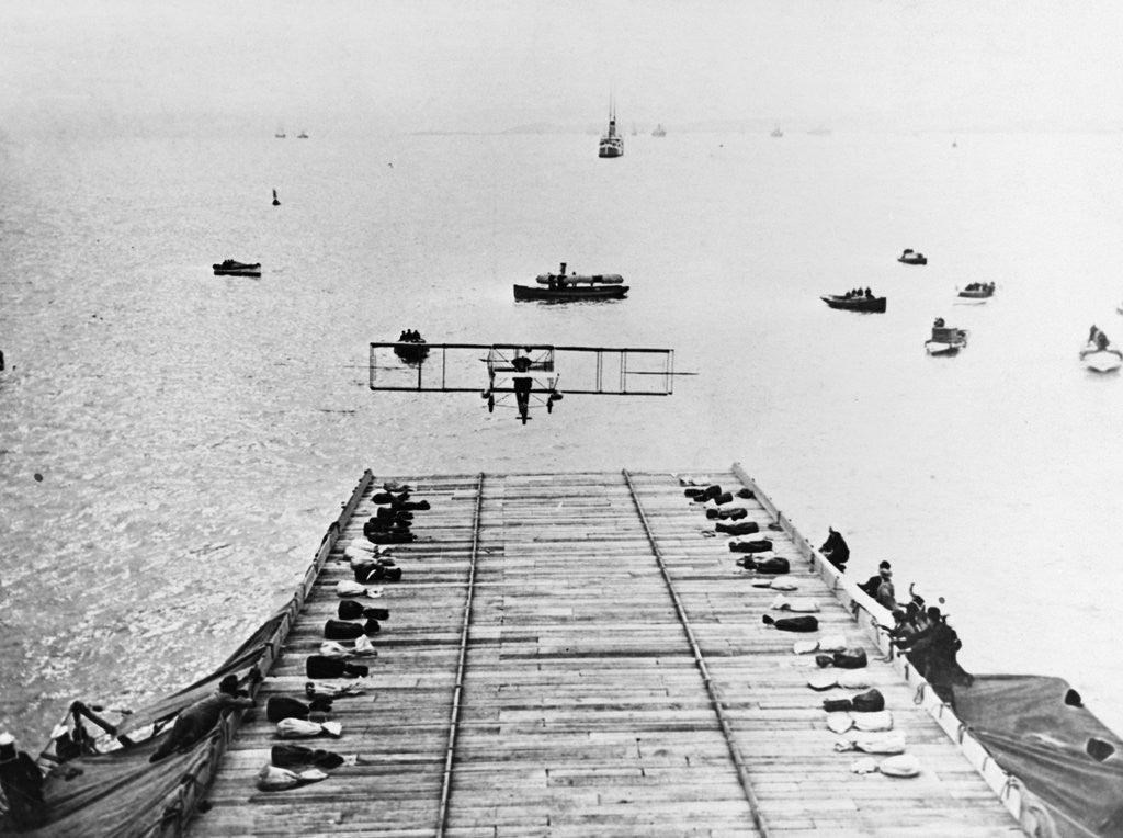 Detail of Ely Landing on Deck of USS Pennsylvania by Anonymous
