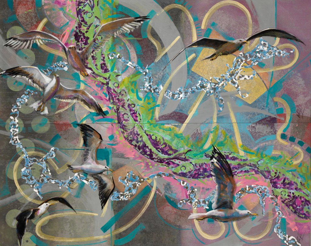 Detail of Aves Y Peces by Vito Loli