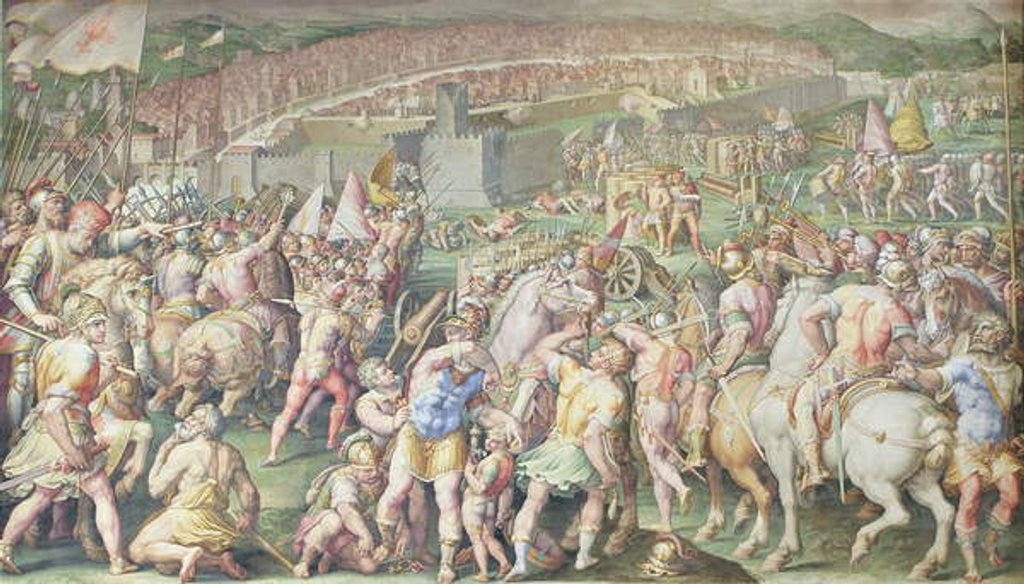 Detail of Pisa Attacked by the Florentine Troops, Salone dei Cinquecento, 1555-72 by Giorgio Vasari
