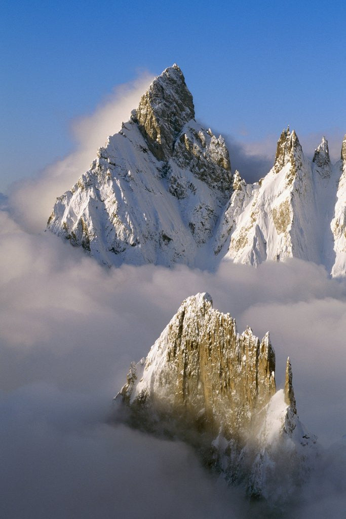 Detail of Noire de Peuterey and La Brenva Peaks at Dawn by Anonymous