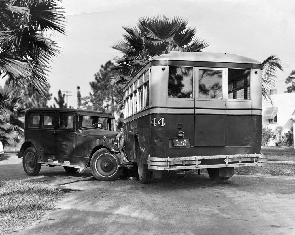 Detail of Shot of Bus and Automobile in Collision by Anonymous