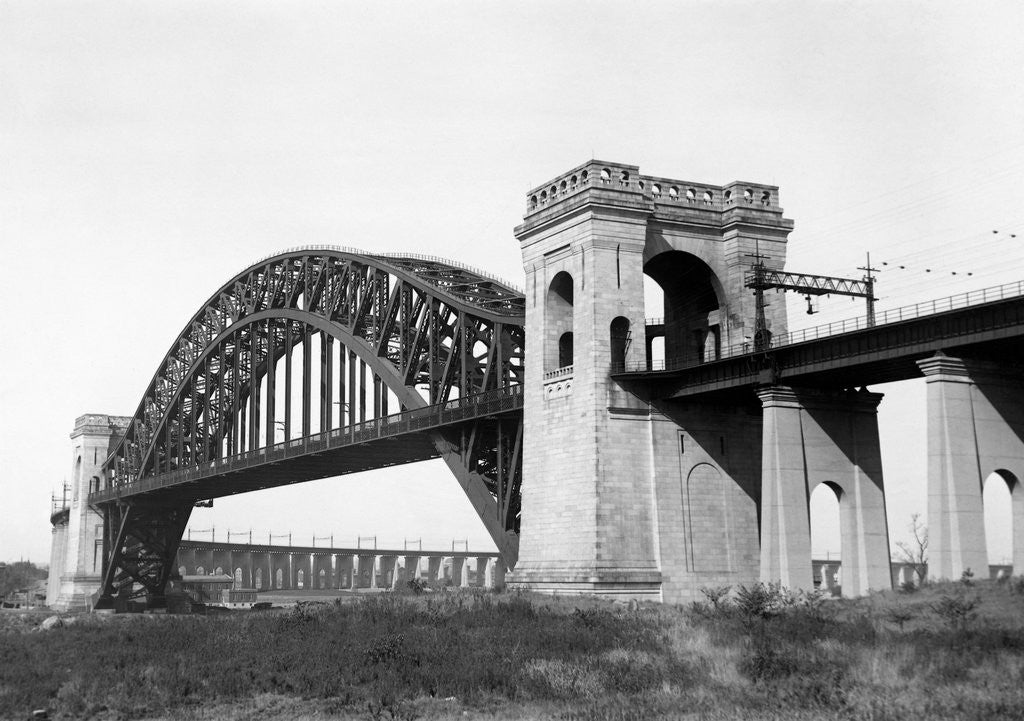 Detail of The Hell Gate Bridge in New York City by Anonymous
