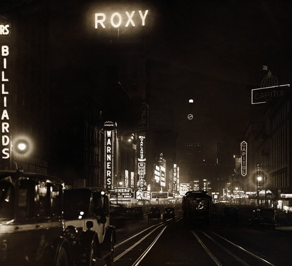 Detail of Times Square at Night, Circa the 1920's by Anonymous