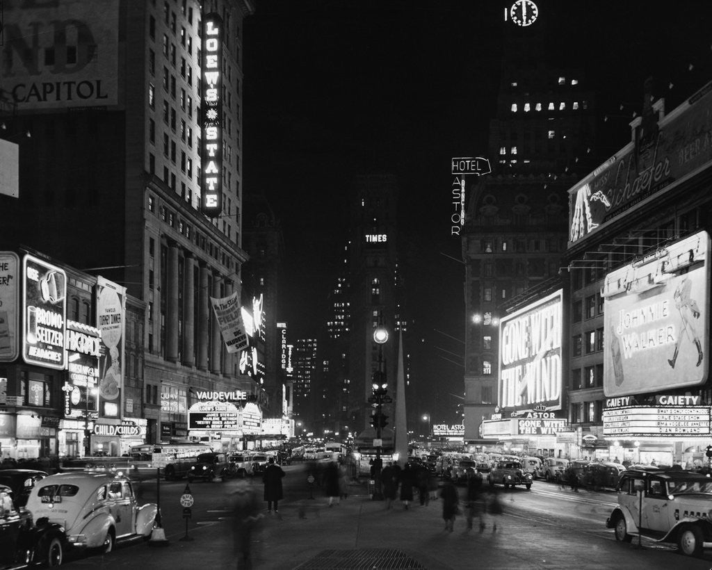 Detail of A View of Times Square at Night by Anonymous