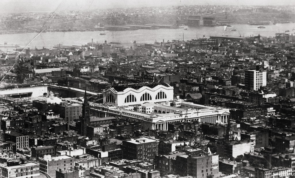 Detail of Aerial View of Pennsylvania Station Being Constructed by Anonymous