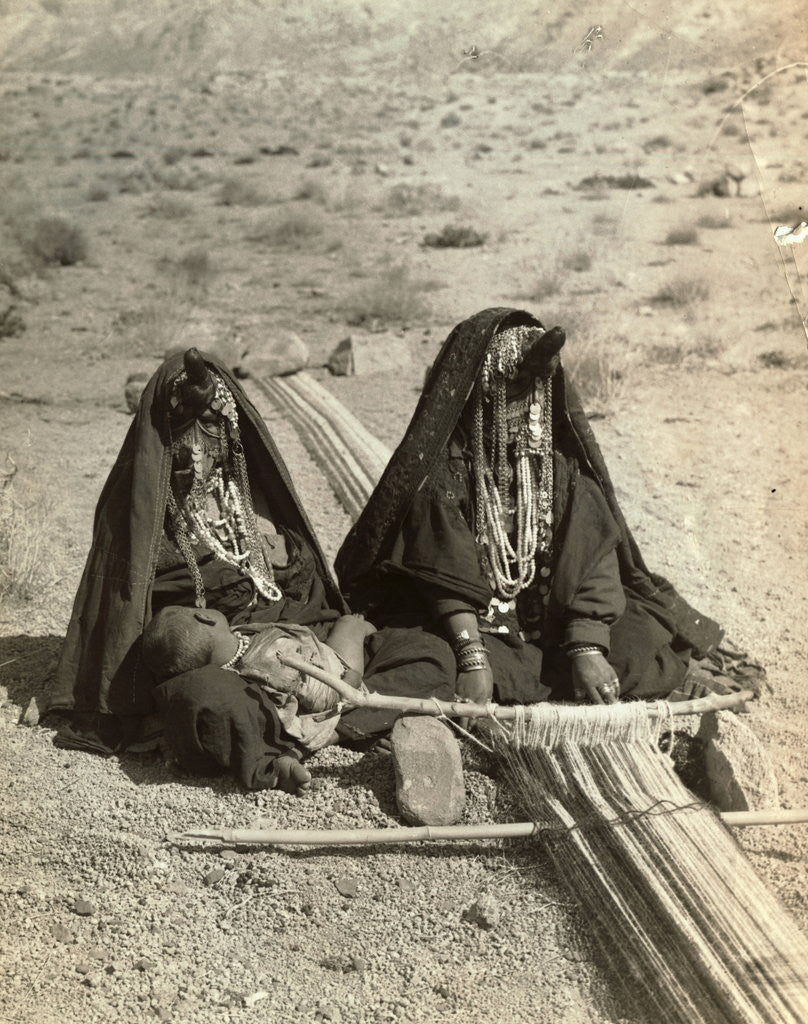 Detail of Women Sitting in Desert Like Land and Wearing Jewel Headdress by Anonymous