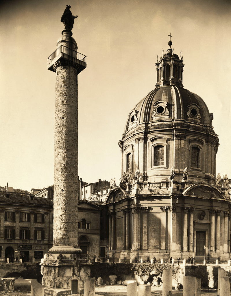 Detail of Column of Trajan and Church of Nome di Maria by Anonymous