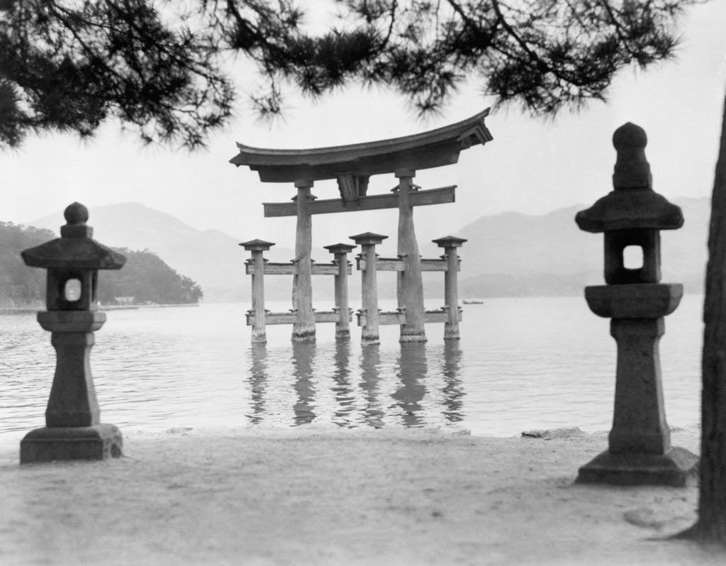Detail of Torii Gate in Water by Corbis