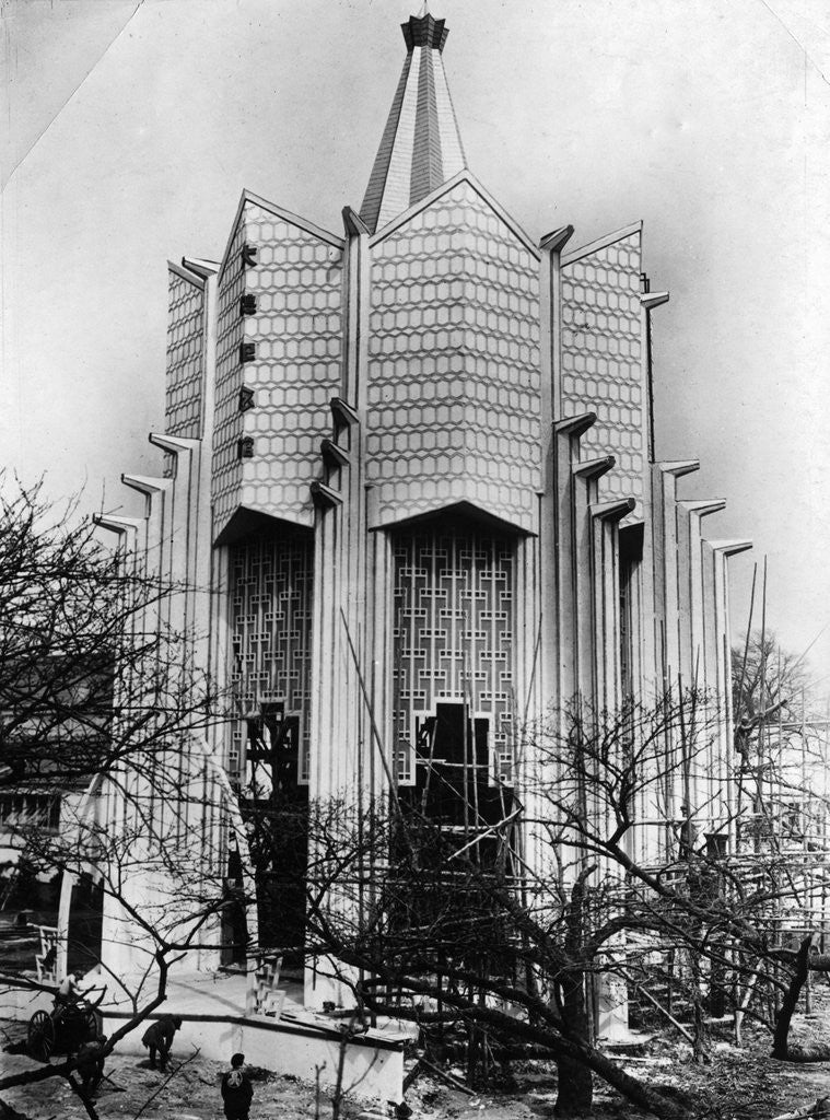 Detail of View of Exquisite Japanese Building Through Trees by Anonymous