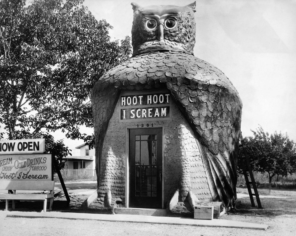 Detail of Owl-Shaped Ice Cream Stand by Anonymous