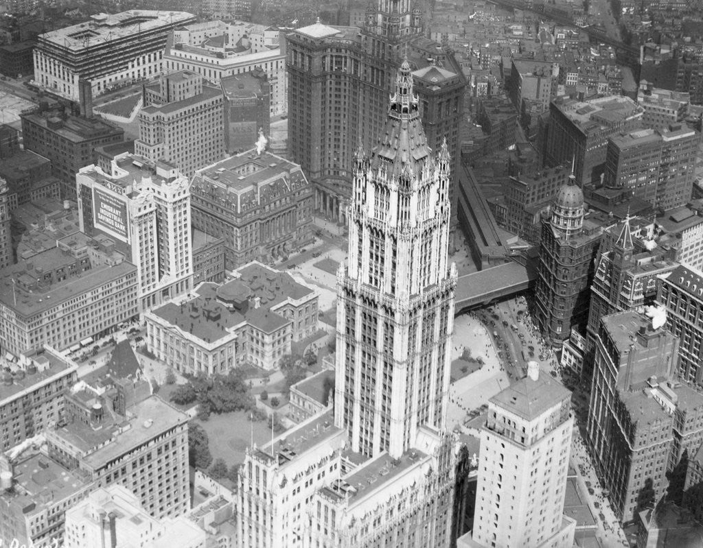 Detail of Woolworth Building and City Hall District by Anonymous