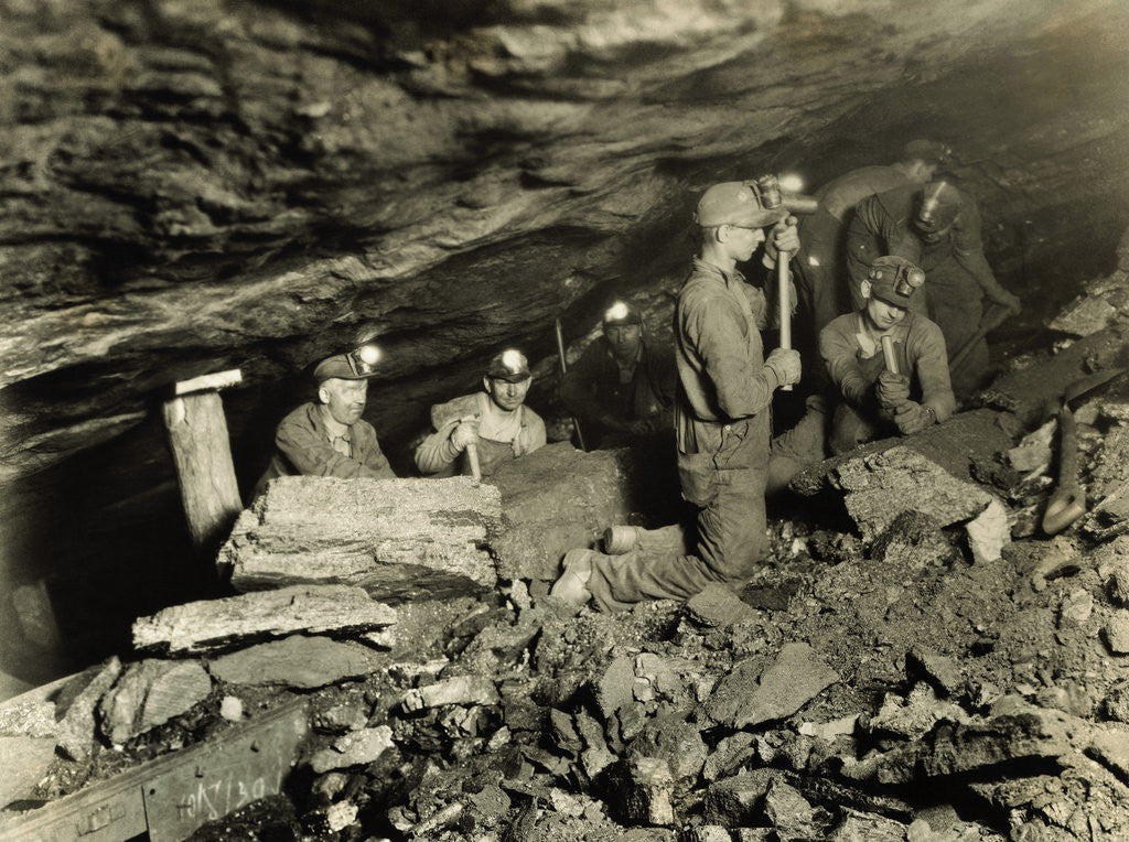 Detail of Coal Miners Working One Thousand Feet Below Surface by Anonymous