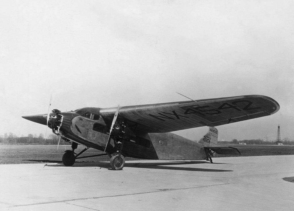 Detail of Byrd's Plane Parked on Runway by Anonymous