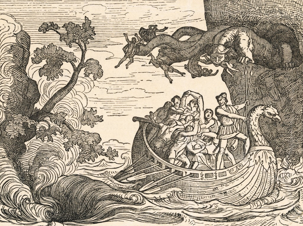 Detail of Print of The Ship of Ulysses by Anonymous