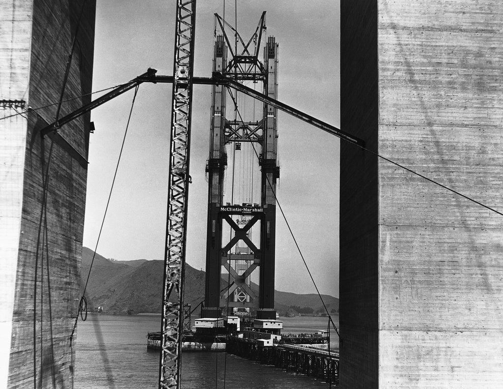 Detail of Golden Gate Bridge Under Construction by Corbis