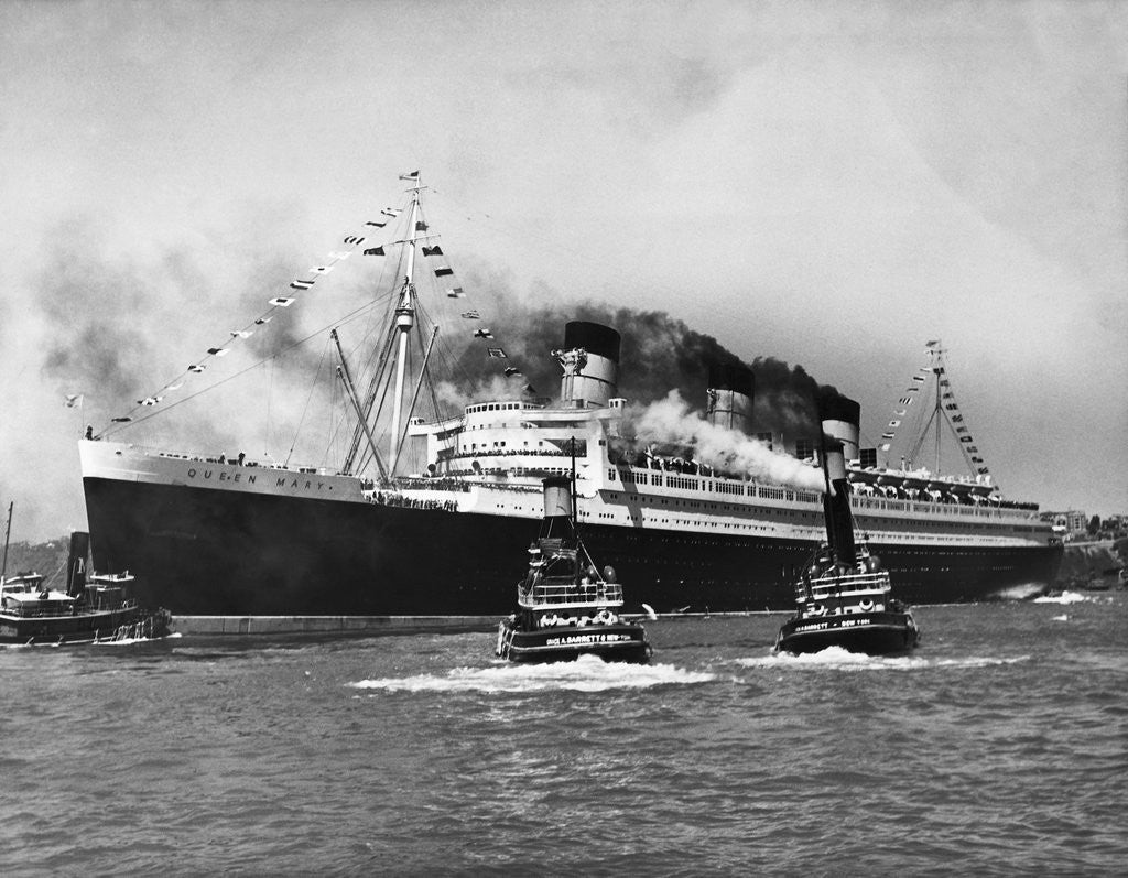 Detail of Queen Mary Surrounded by Smaller Boats by Corbis