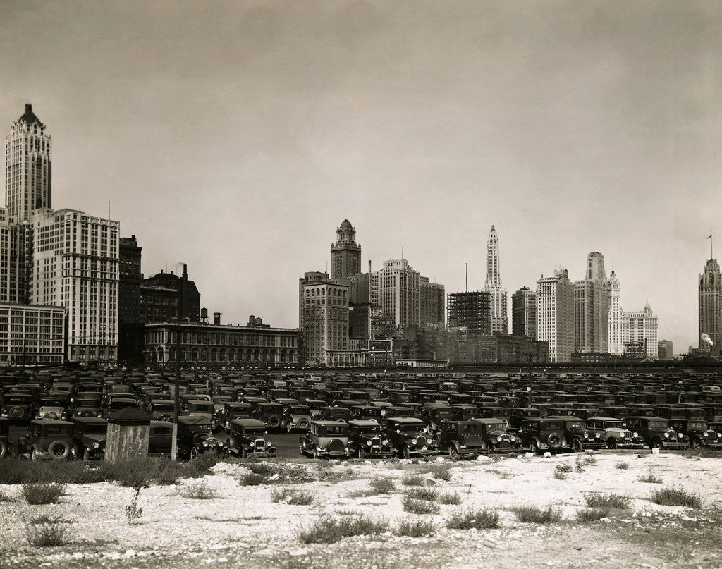 Detail of Parking Lot and Chicago Skyline by Anonymous