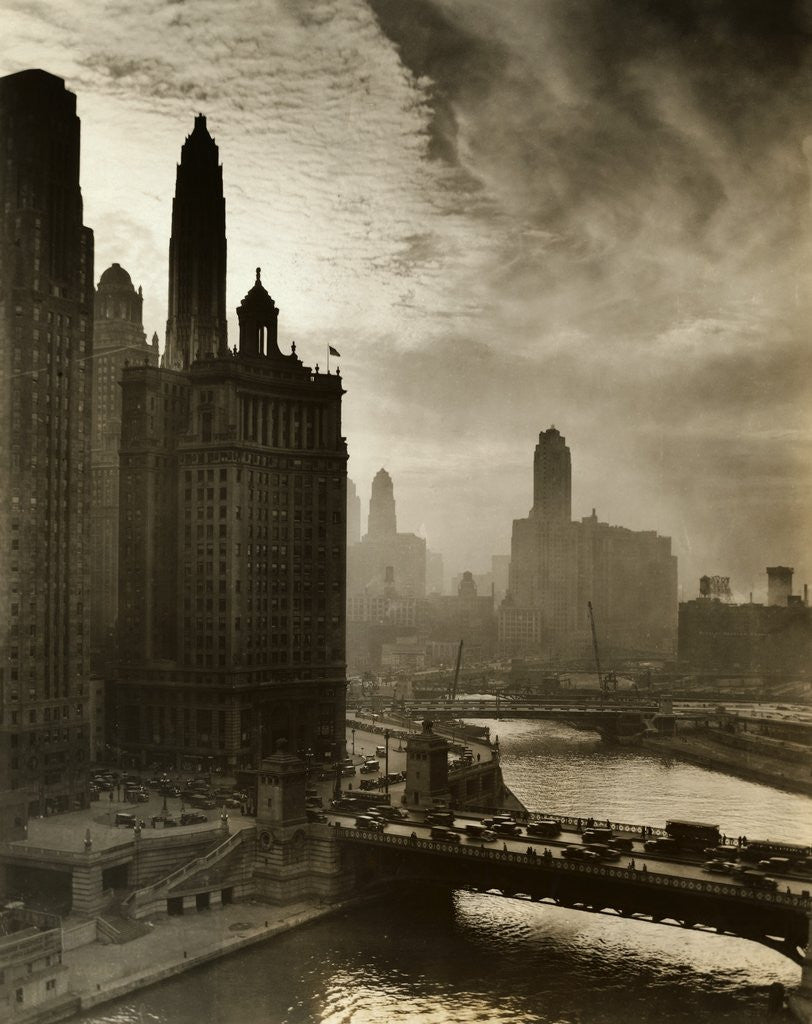 Detail of View of Chicago Sky and Skyscrapers by Corbis