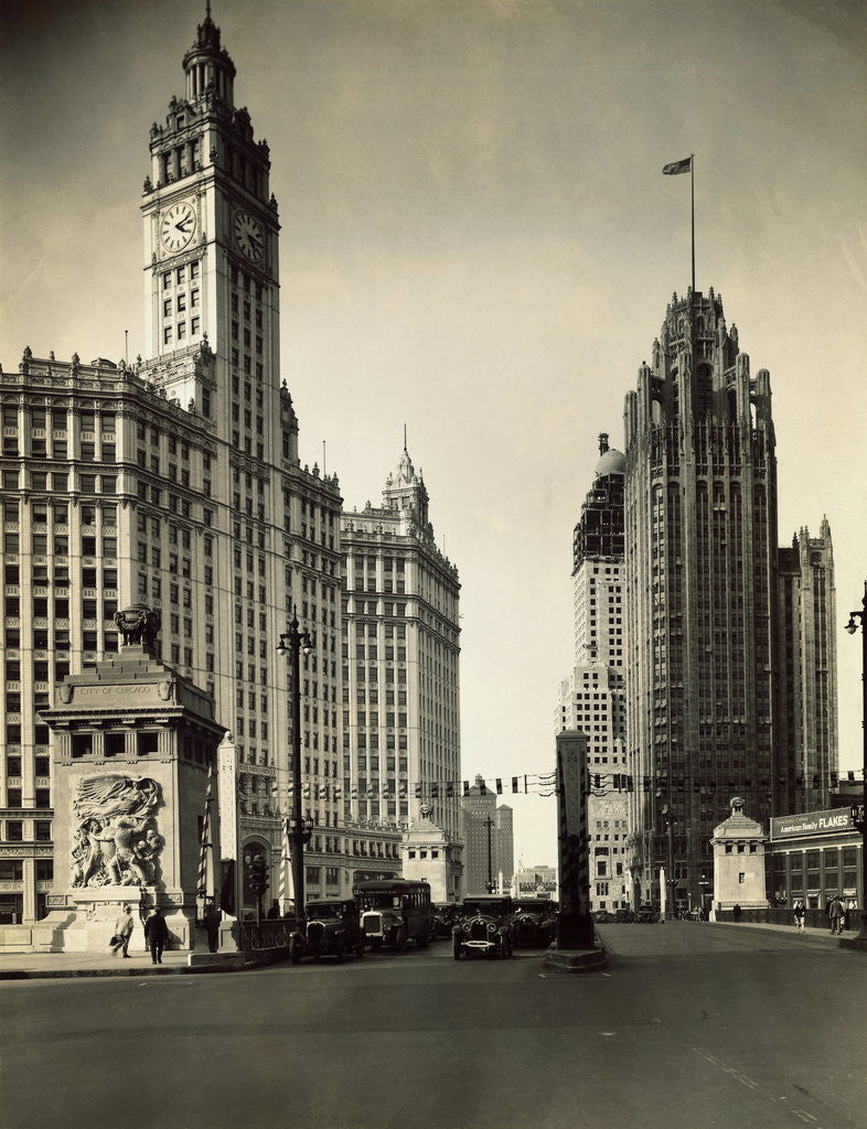 Detail of View of Street and Buildings in Chicago by Anonymous