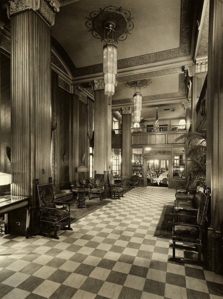 Detail of Lobby in Hotel Lennox Looking Towards Coffee Grill by Anonymous