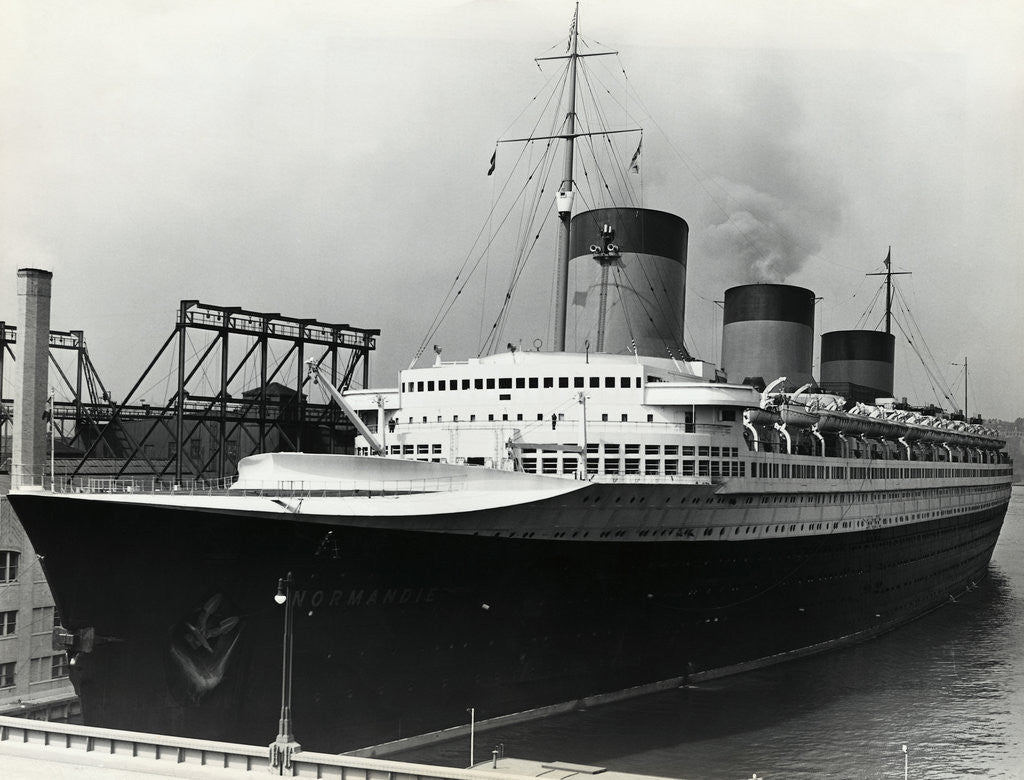 Detail of SS Normandie Docked in New York Harbor by Anonymous
