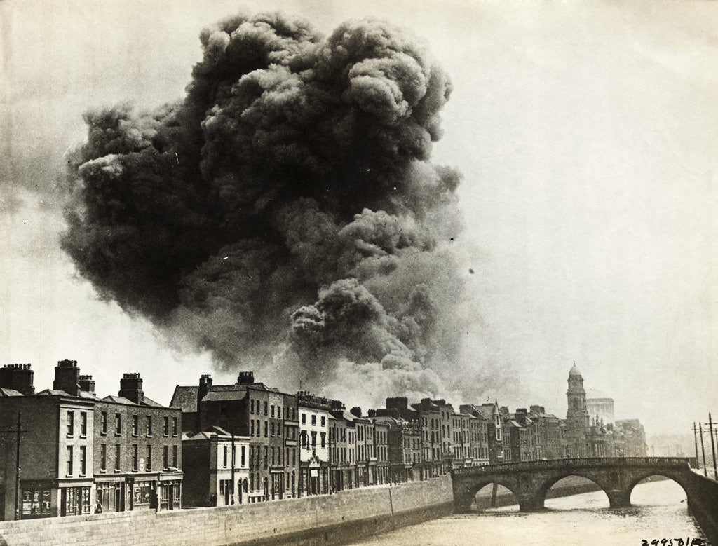 Detail of View of Smoke Coming from Damaged Building in Dublin by Anonymous