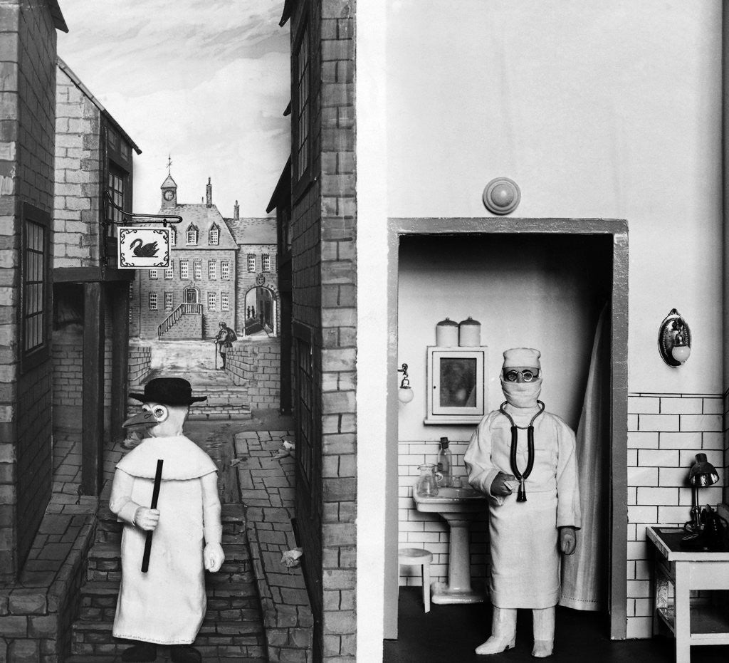 Detail of Doctor of Medieval Times with a Modern Surgeon by Anonymous