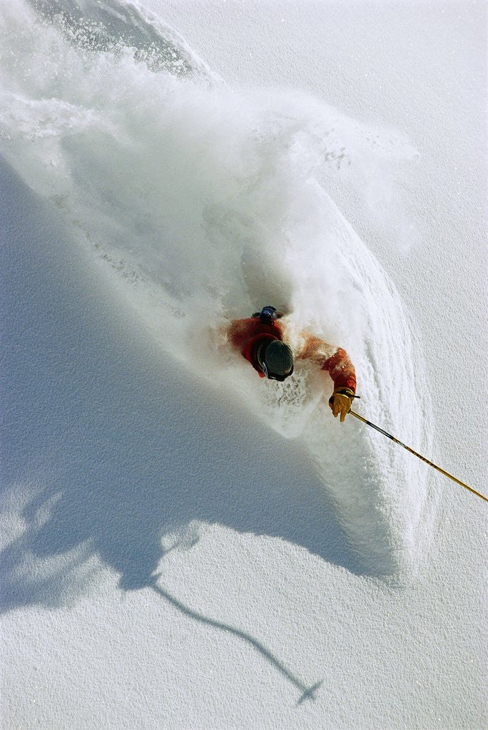 Detail of Dave Richards Skiing in Deep Powder Snow by Corbis