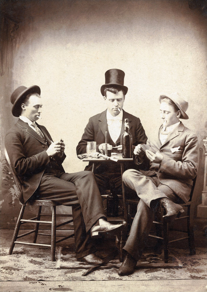 Detail of Men Playing Card Game by Anonymous