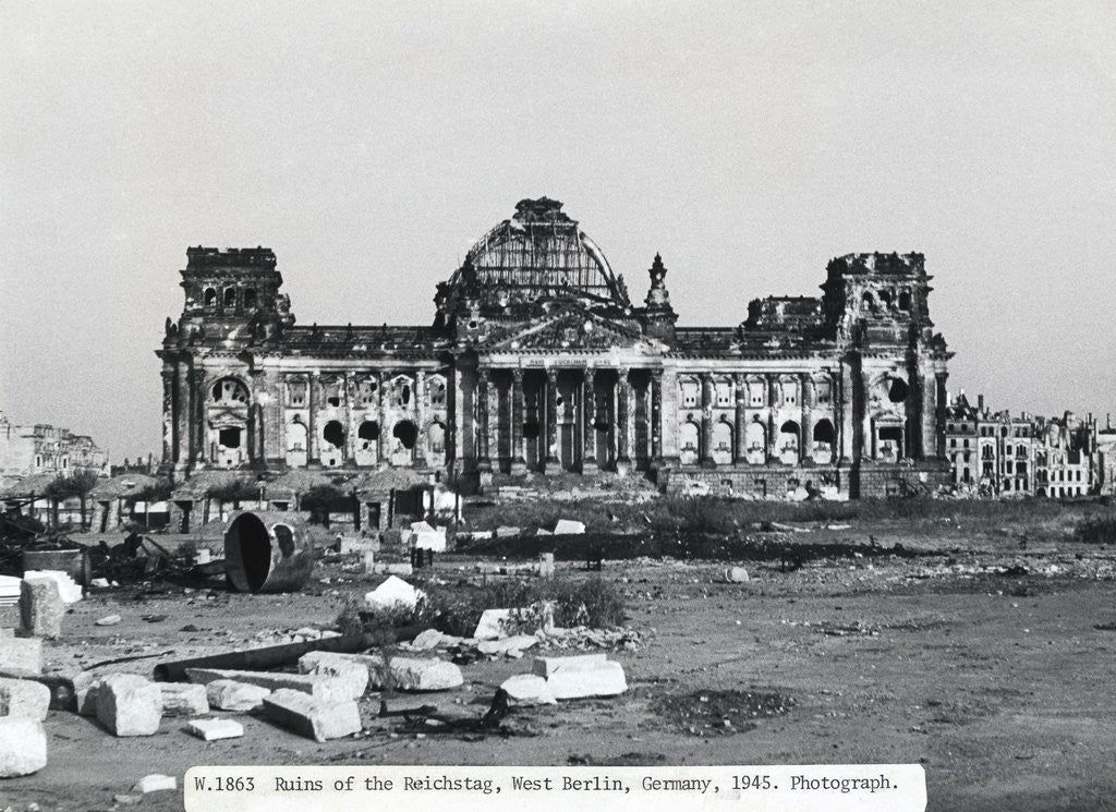 Detail of Exterior View of Ruins at The Reichstag in West Berlin by Anonymous