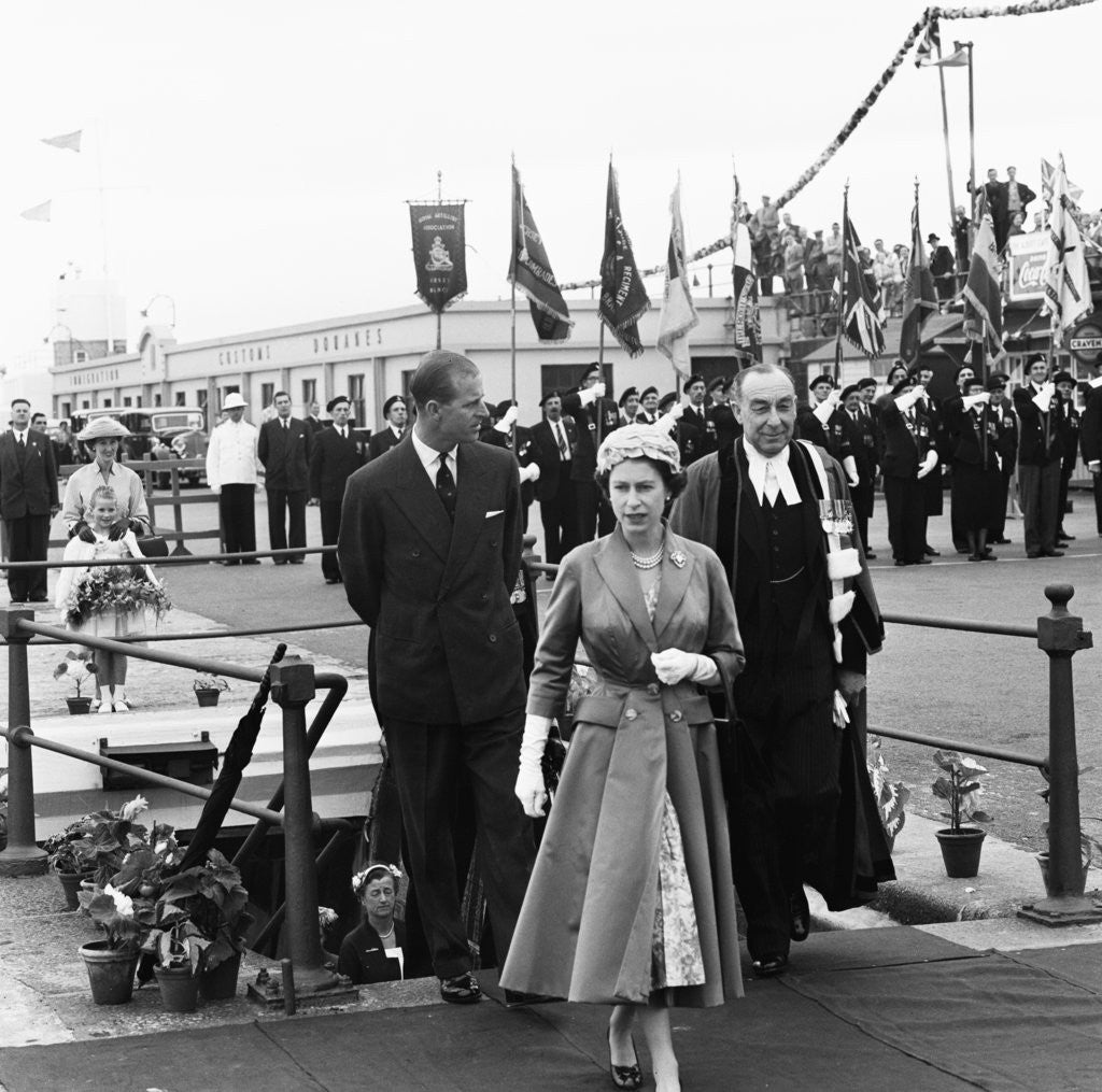 Detail of Queen Elizabeth II arriving at Albert Pier in Jersey by Malcolm MacNeil