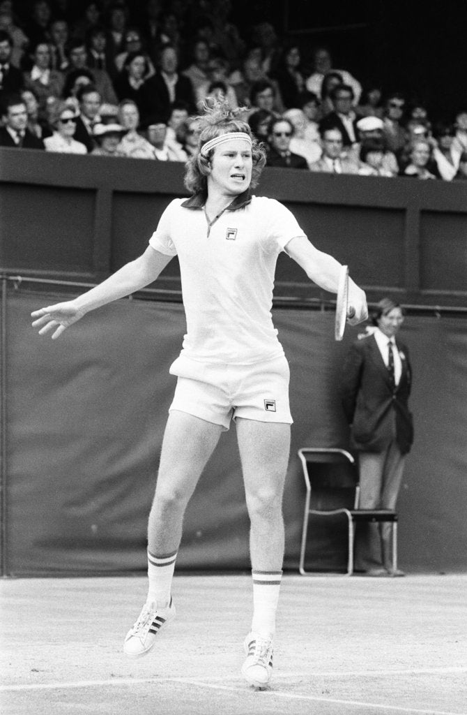 Detail of John McEnroe in action on Court One at Wimbledon against Phil Dent by Anonymous