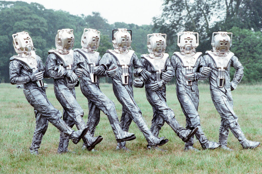 Detail of Extras dressed as Cybermen by Anonymous