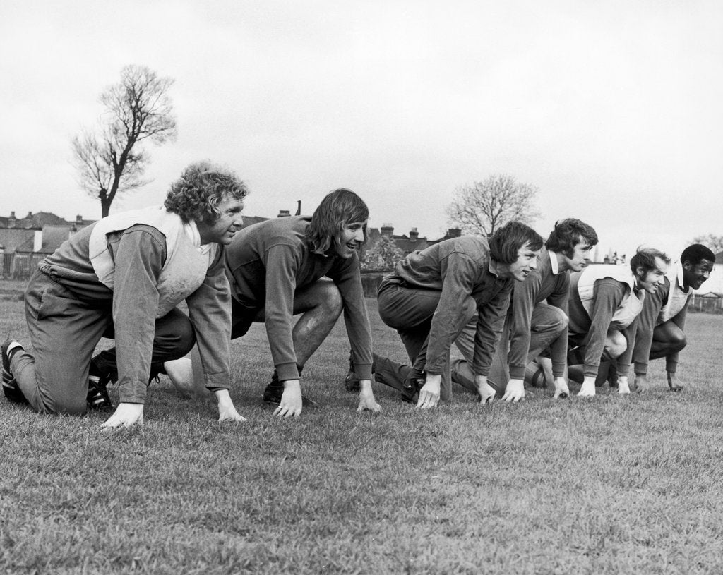 Detail of West Ham players get in a spot of training by Staff