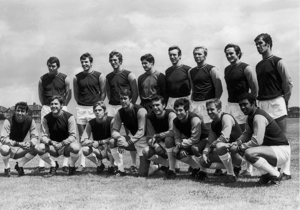 Detail of West Ham United line up for pre season team photograph by Staff